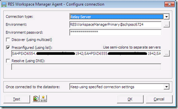 RES Workpsace Manager Agent - Configure connection 