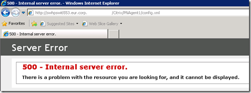 HTTP error 500 - Internal server error