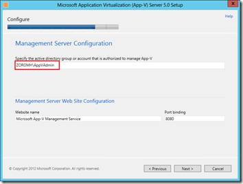 Microsoft Applicaton Virtualization (App-V) Server 5.0 Setup