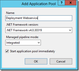Add Application Pool - Deployment Webservice