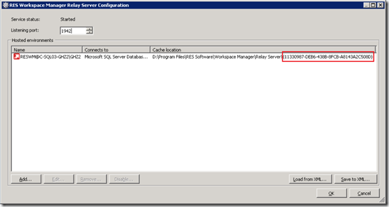 RES Workspace Manager Relay Server Configration - GUID